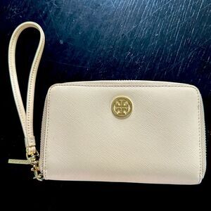 Tory Burch Cream Wallet with Gold Accents